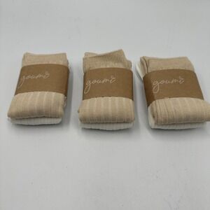 NWT Goumi Kids Crew Socks Organic Cotton Size L 6-8 Y Lot of 6 Pairs Beige Ivory